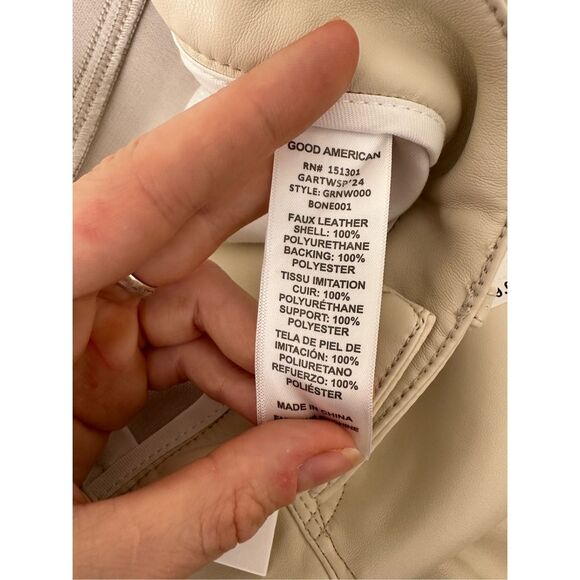 NWT GOOD AMERICAN Faux Leather PantsSz 6/29  Color Bone001 - Picture 10 of 10